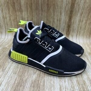 Adidas NMD R1‎ Men's Size 7 Black Neon Yellow Casual Running Sneakers GY5060